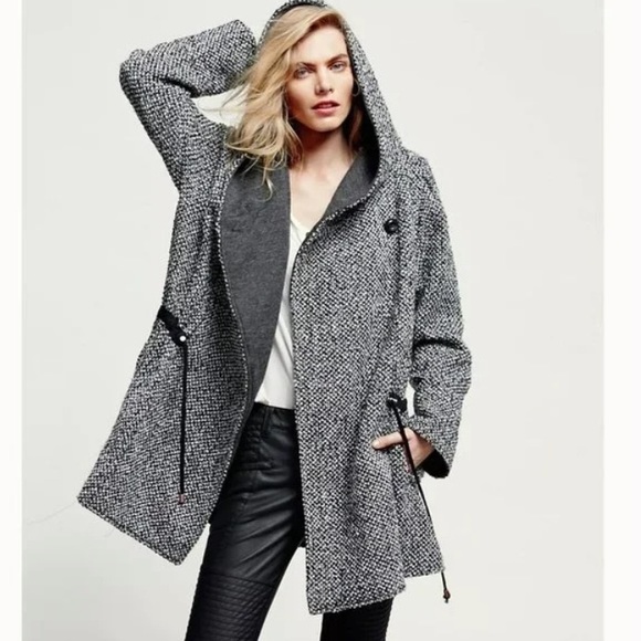 Free People Satellite Image Swing Hooded Tweed Coat . Size XS - Picture 1 of 9